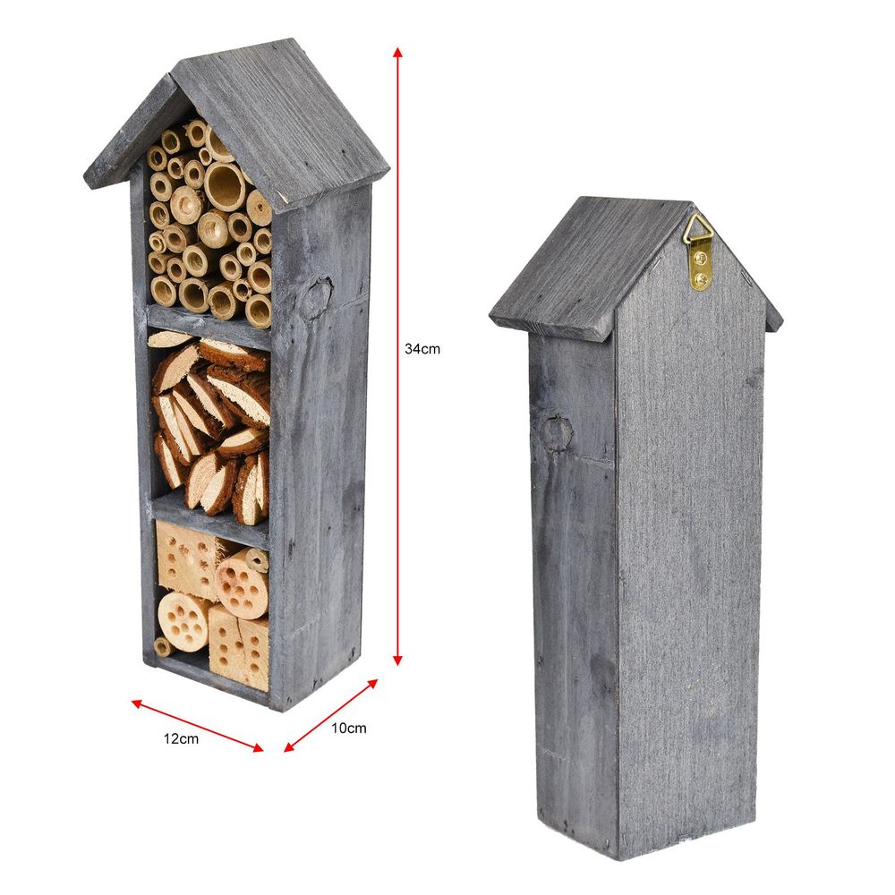 ASAB Deluxe 3 Storey Insect Hotel Grey