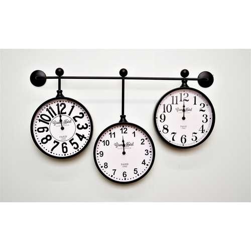 Metal Wall Clocks, Set of 3 Hanging