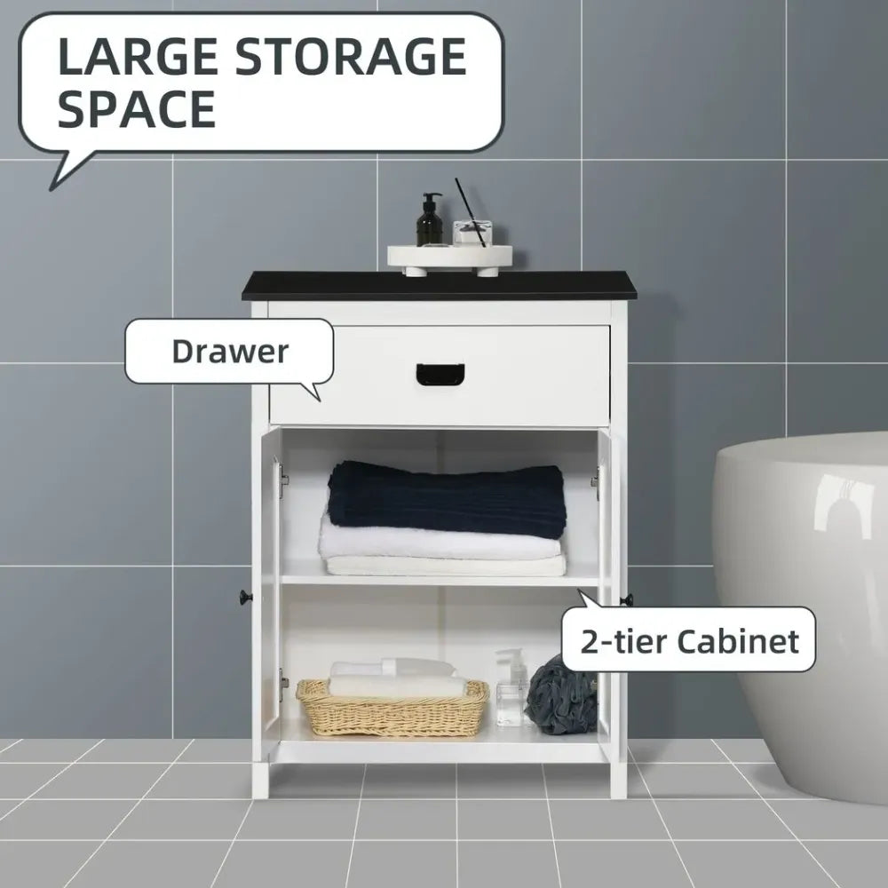 Double Door Bathroom Cabinet - Adjustable Shelf - White - High-Quality Storage Solution