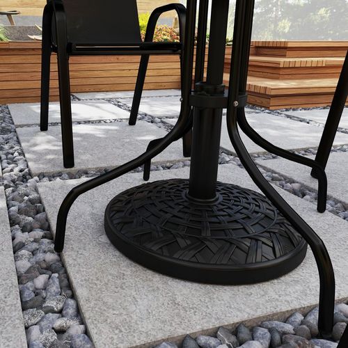 Outsunny 12kg Garden Parasol Base, Round Resin Garden Umbrella Base, Black