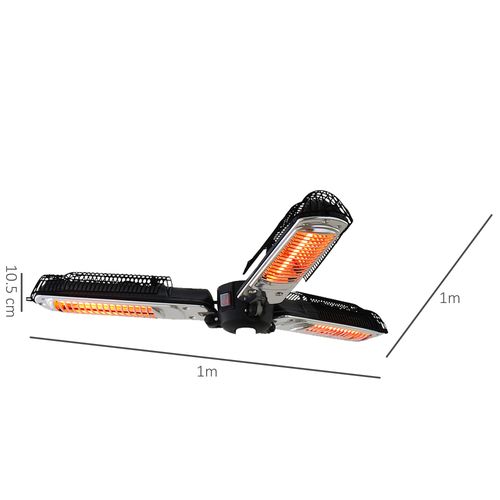 Outsunny Electric Parasol Heater Infrared Quartz 2000W Outdoor Umbrella mounted