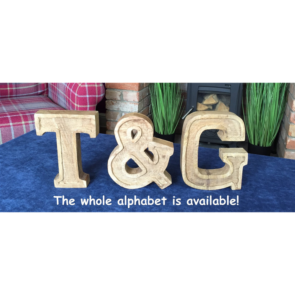 Rustic Hand Carved Wooden Embossed Letter J