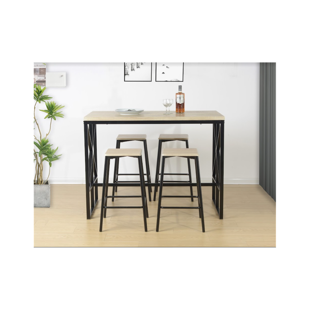 5 Piece Breakfast Bar Set Table in OAK - TAVOLO