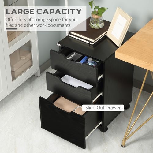HOMCOM 3 Drawer Storage Cabinet Under Desk with w/Slide Wheels for Home Office