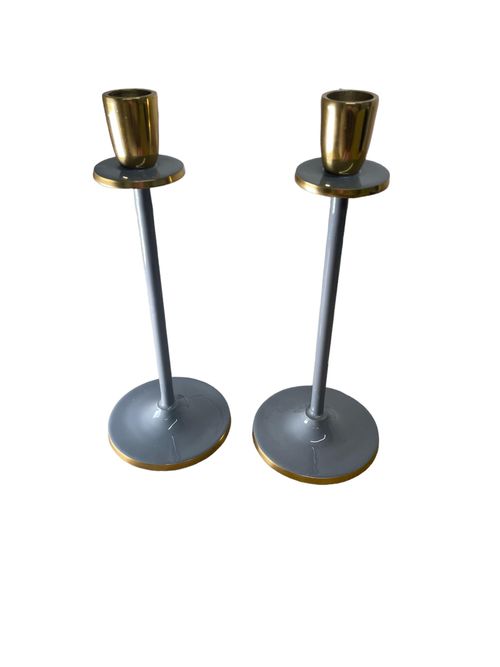 Glossy Grey Irina Candlestick, 26cm