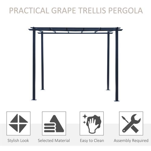 Outsunny 3x3 m Metal Pergola, 300Lx300Wx230H cm-Black