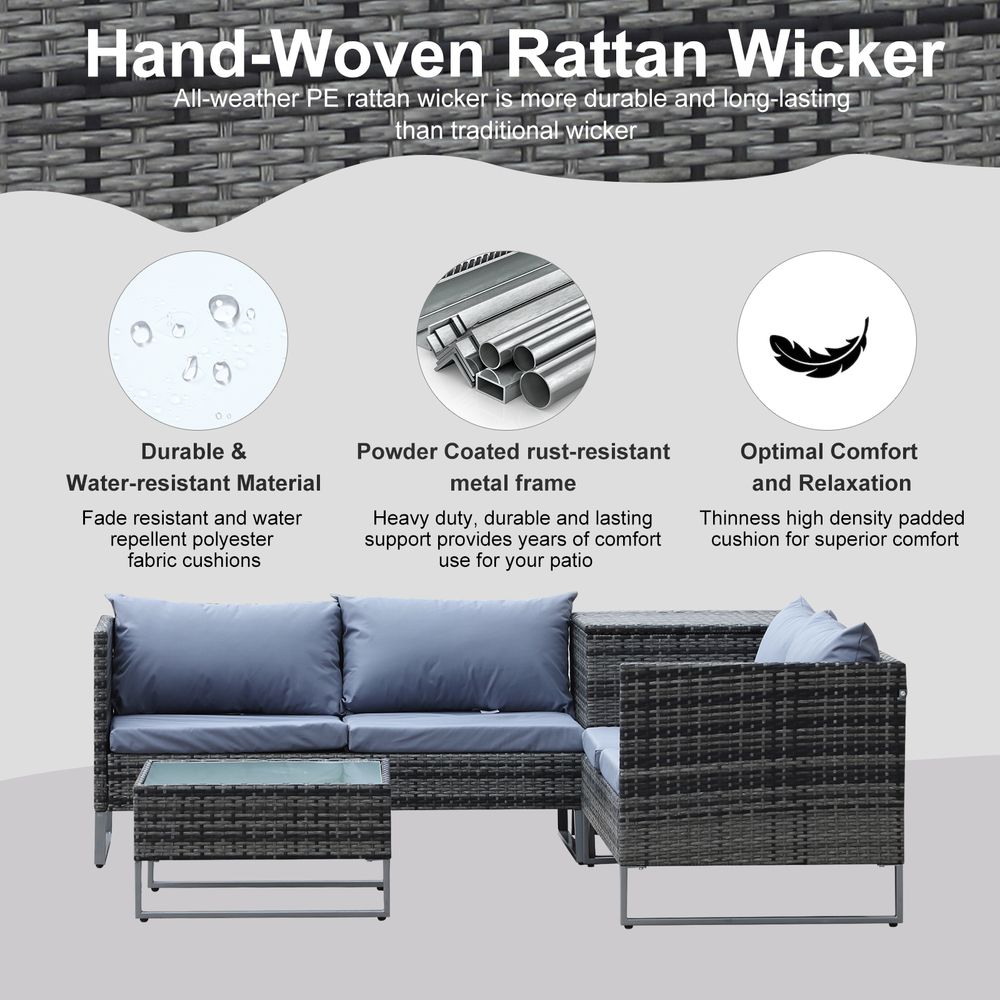 Outdoor Rattan Furniture Set | 4-Piece | PE Rattan | Mixed Grey
