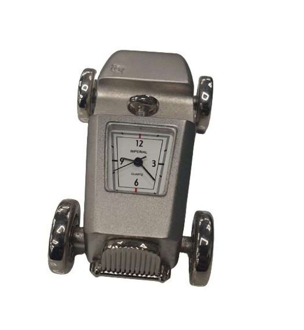Premium Silver Plated Car Mini Clock - Solid Brass Construction, CLEARANCE SALE