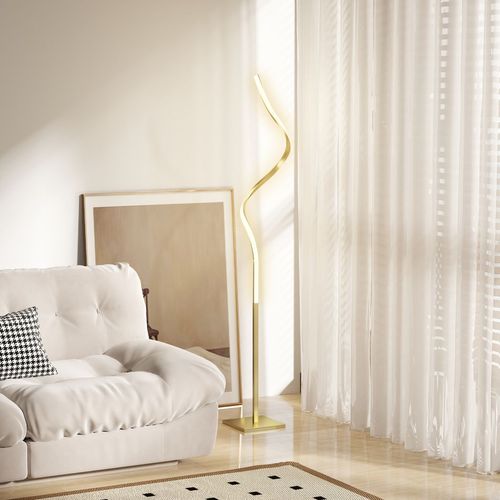 HOMCOM LED Floor Lamp, Standing Lamp with3 Adjustable Brightness Gold Tone