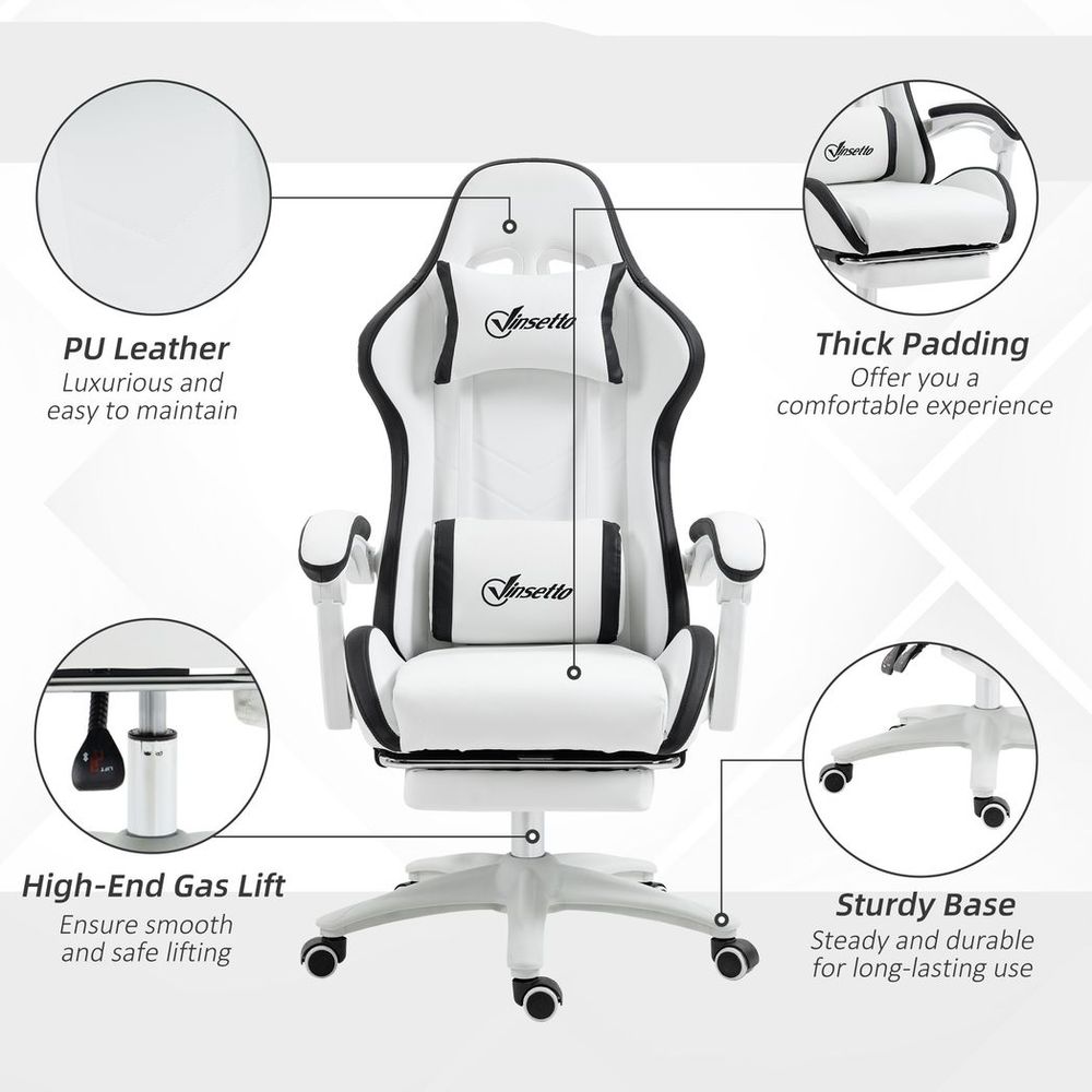 Vinsetto Racing Style Gaming Chair with Reclining Function Footrest, Black