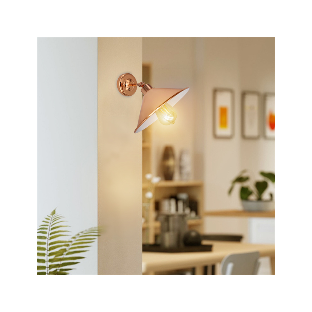Vintage Industrial Rose Gold Retro Wall Light - Sturdy Metal Lamp Shade - Classic Style - E27"
Description: "Add a touch of vintage elegance to any space with this sturdy metal wall light. Perfect for living rooms, bedrooms, and more!