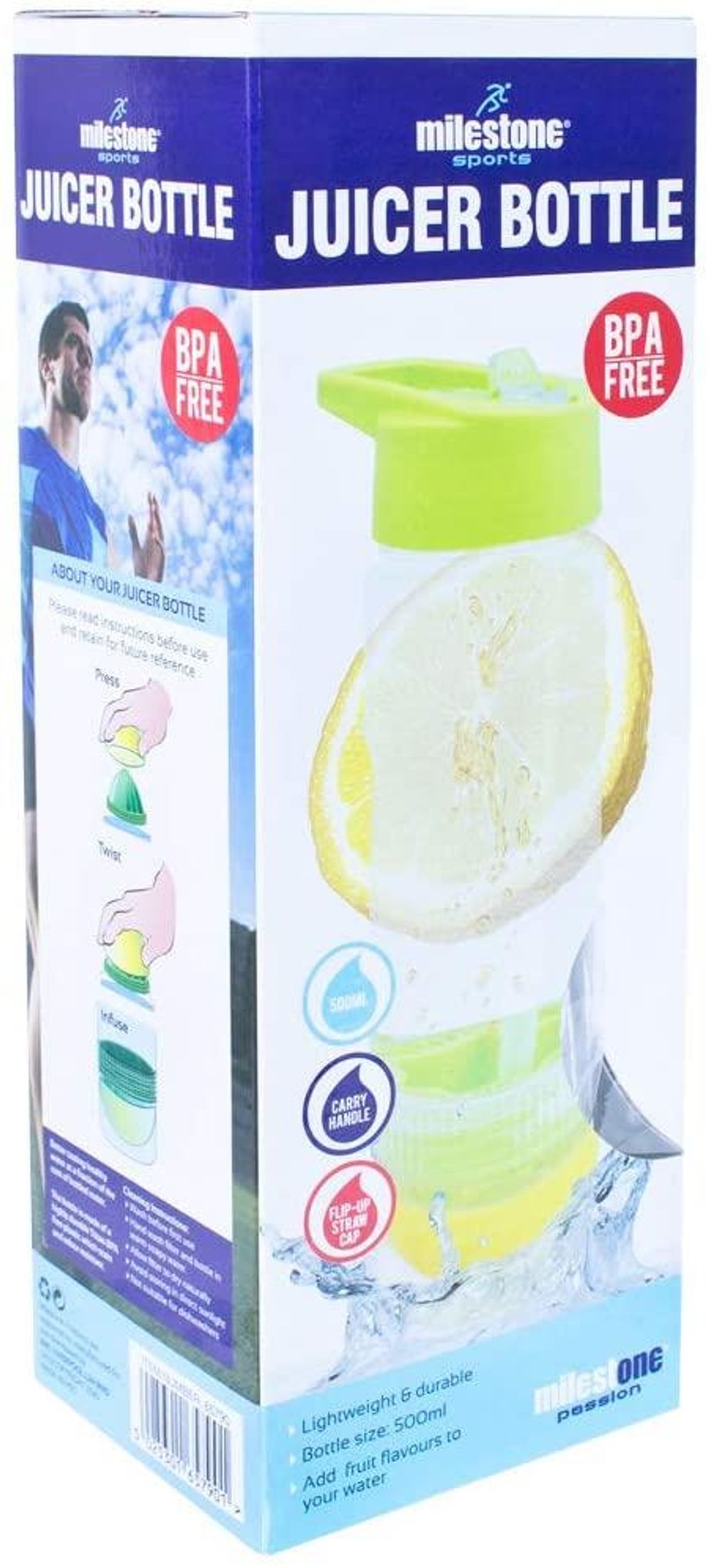 Milestone Juice Twist Water Bottle - Lime, 700ml Capacity