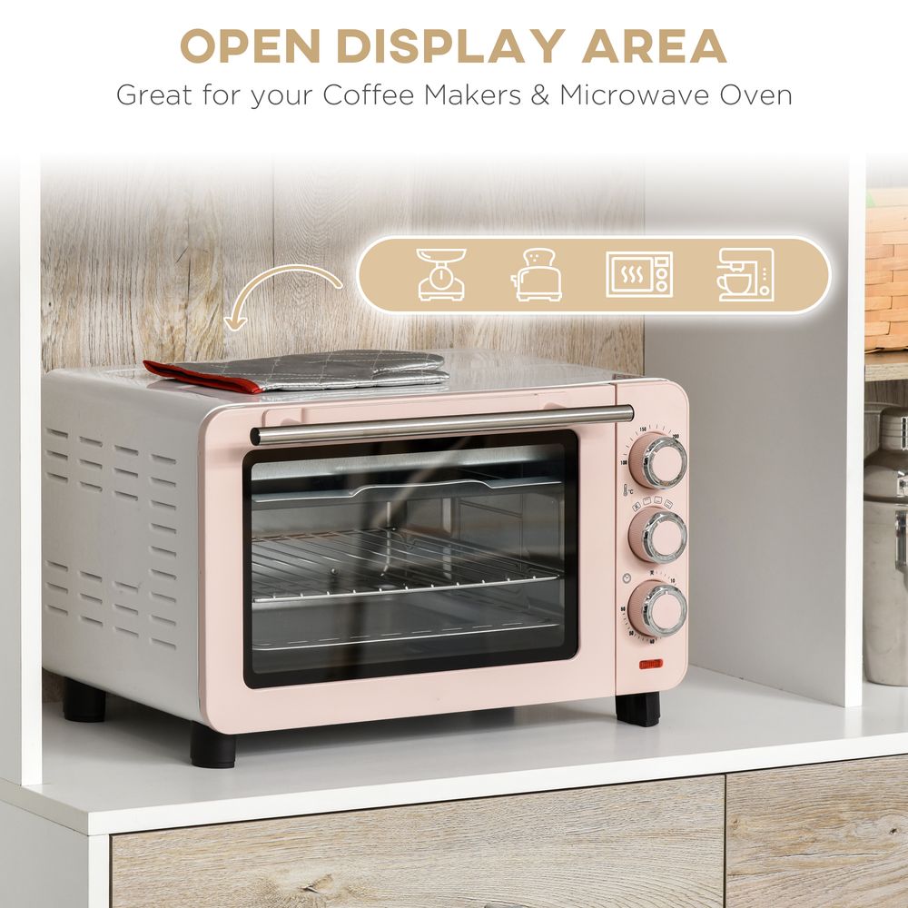 Luxurious and Versatile Kitchen Pantry Cabinet: 100x39x180cm, 6 Open Compartments, 2 Drawers, 3 Cabinets