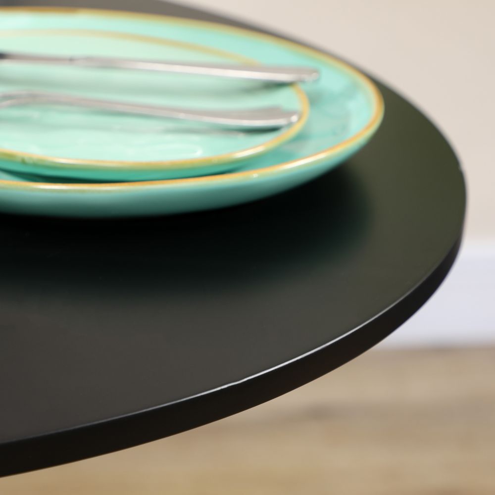 HOMCOM Round Dining Table: Steel Base, Non-slip Pad for Living Room - Perfect for Relaxing & Dining