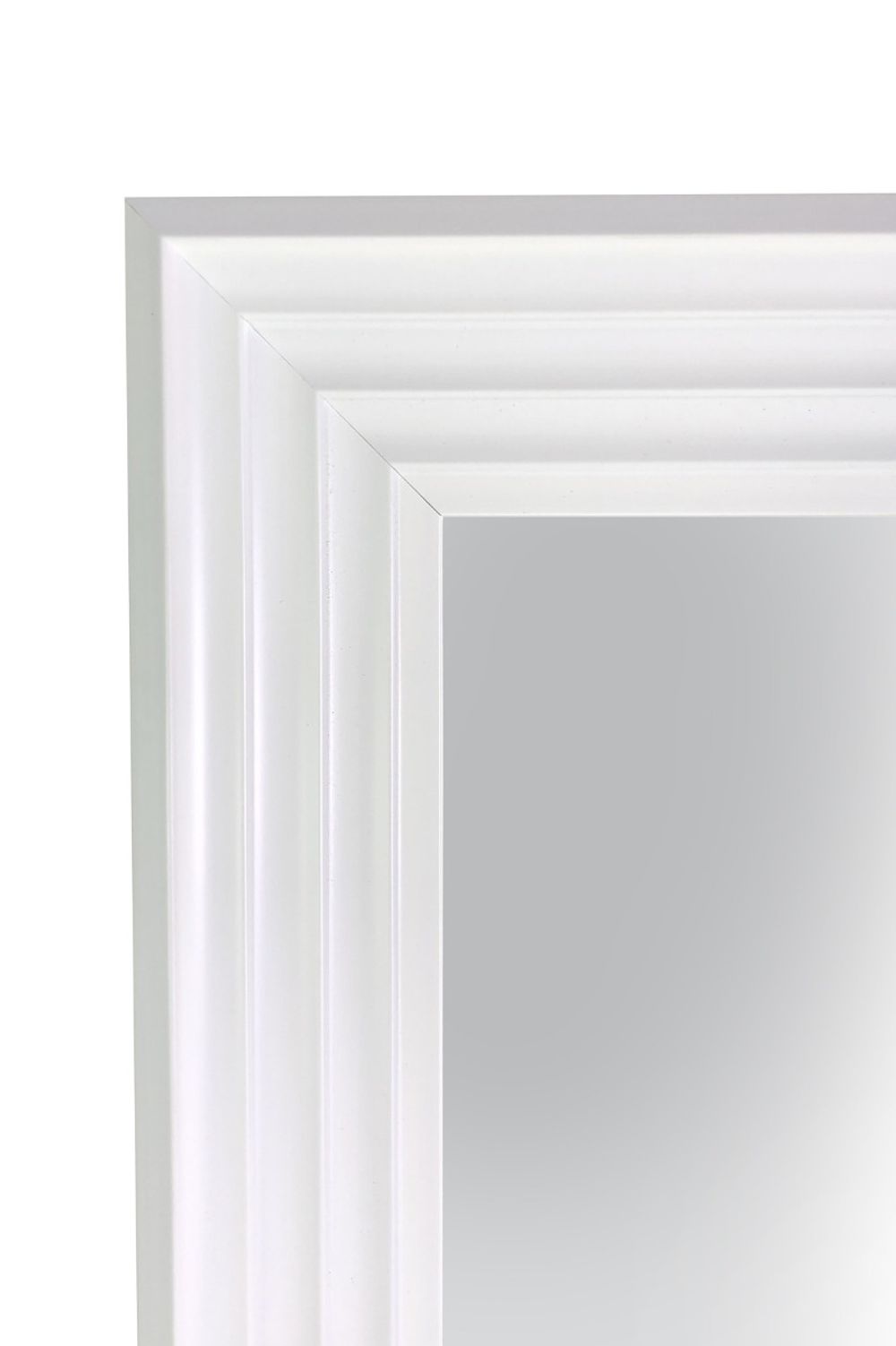 New Modern Bright White & Silver Layered Wall Mirror