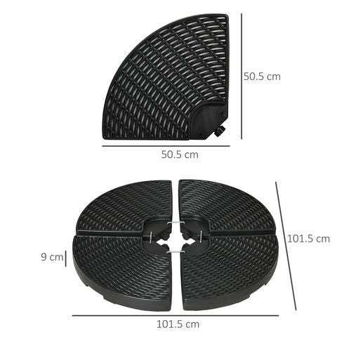 Outsunny 4PCs Parasol Bases Umbrella Weights w/ Handles for Garden Patio, Black