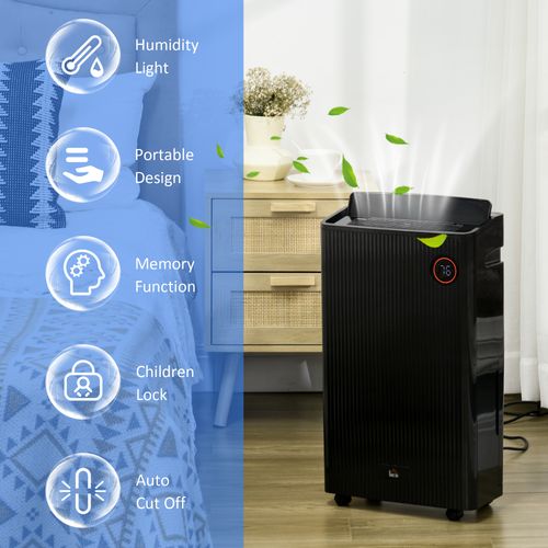 HOMCOM 16L/Day Quiet Air Dehumidifier with Purifier, UVC, Ioniser, Timer
