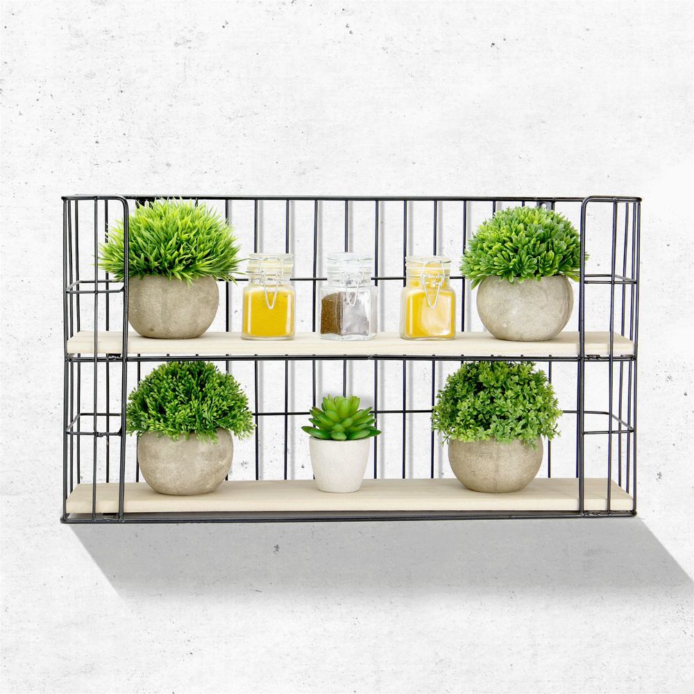2 Tier Rectangular Floating Shelf | M&W | Stylish Industrial Decor | Rustic & Modern Home | Easy Install | Declutter Space