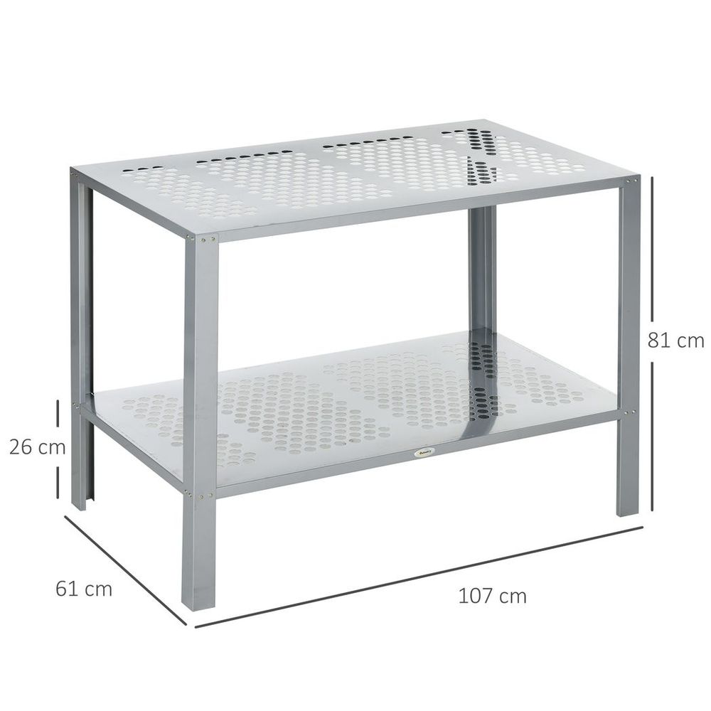 Outsunny 2-Tier Steel Plant Stand - Stylish Patio Organizer & Display Shelf