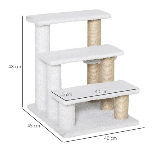 PawHut Pet Stair with 4-step Climb Ladder, Scratching Posts