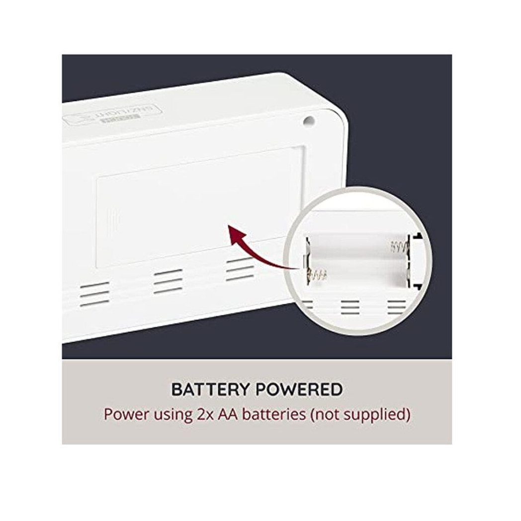 i-Star Portable White Alarm Clock with Temperature and Humidity- 90081PI