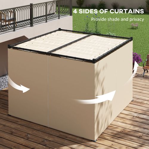 Outsunny 3 x 3(m) Pergola with Retractable Roof and Curtains, Beige