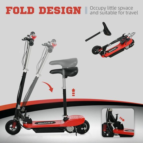 HOMCOM Folding Electric Scooter with Warning Bell, for Ages 4-14 Years, Red