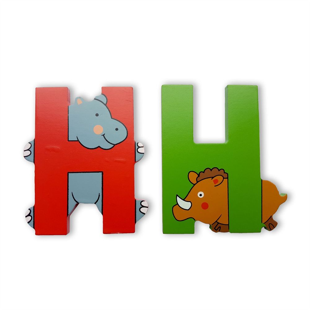 Vinsani Wooden Jungle Animal Upper Case Alphabet Letters Personalised Bedroom Wall Door Name