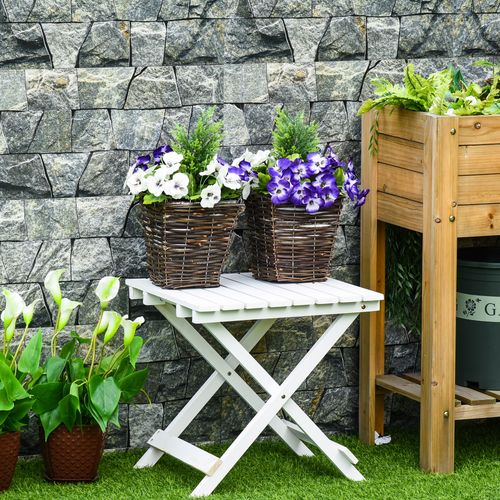Outsunny 2 PCs Artificial Phalaenopsis Fake Flower Plant w/ Straw Plaiting Pot