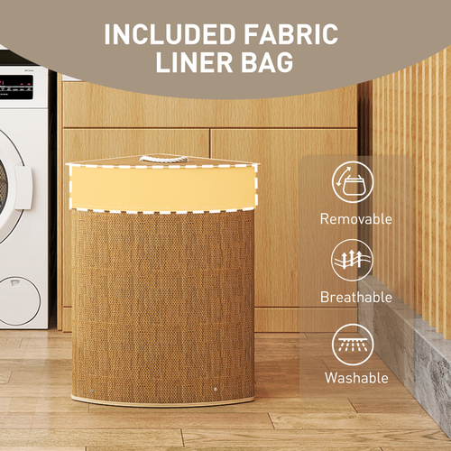 HOMCOM 55L Laundry Hamper with Removable Washable Liner Bag