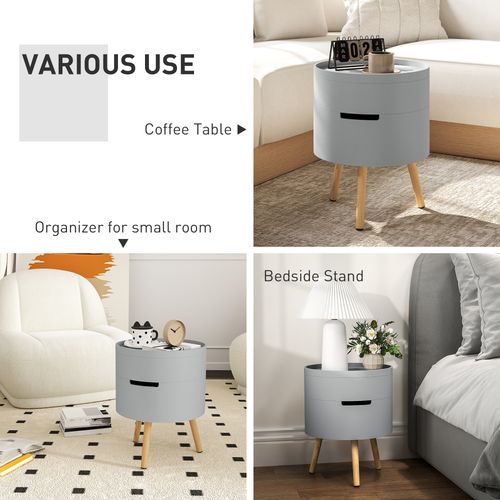 HOMCOM Side Coffee Table End Desk Night Stand w/ Detachable Tray, Grey