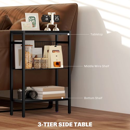 HOMCOM Side Table with Storage, Small Table for Living Room, Bedroom