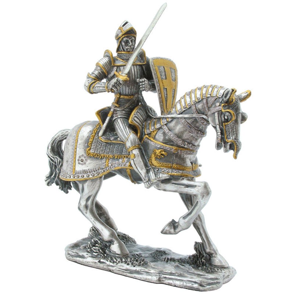 Knight With Armoured Horse (hand-cast statue sculpture) 10cm Height
