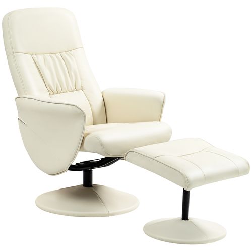 HOMCOM PU Leather Armchair and Footrest Swivel Recliner w/ Ottoman