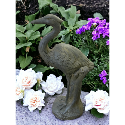 Stone Effect Grey Heron Statue