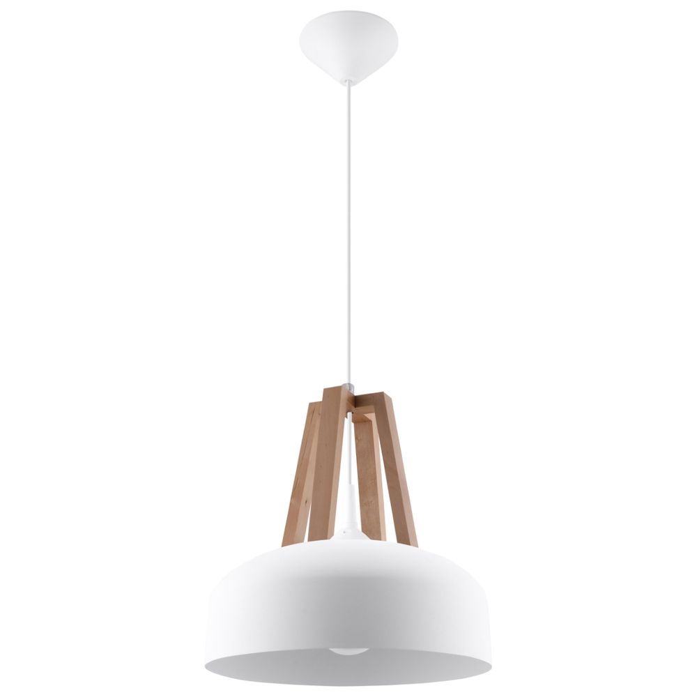 Modern Pendant Lamp: Steel & Wood Design, E27 Socket