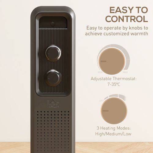 HOMCOM Oil Filled Radiator Portable Space Heater W/ 9 Fin, 3 Heat Settings