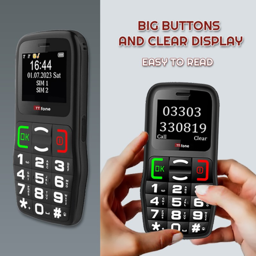 TTfone TT220 Big Button Mobile with Mains Charger, Giffgaff SIM