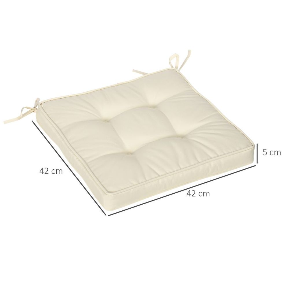 Premium Cream Garden Seat Cushion - Durable & Comfortable - 40 x 40cm - Secure Ties - High Quality