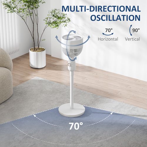 HOMCOM Pedestal Fan for Bedroom, Powerful Air Circulator with 3 Speed, White