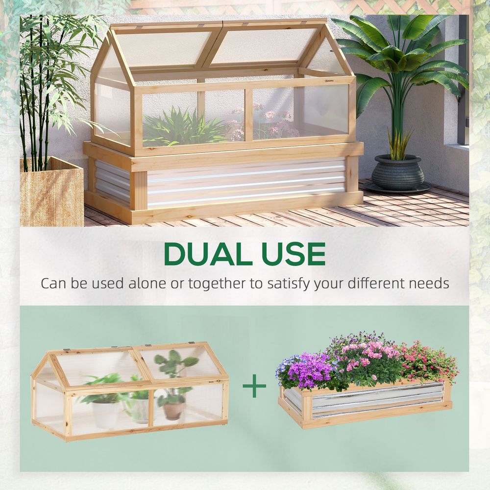 Premium Raised Garden Bed with Greenhouse Top, 122x61x81.7cm, Natural Kit