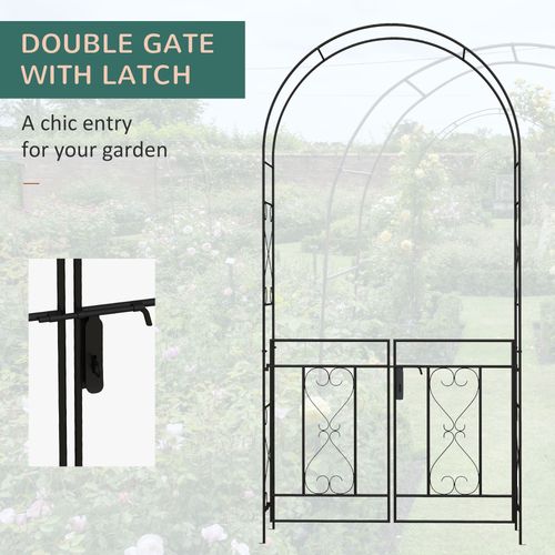 Outsunny Metal Garden Arch with Double Gate, Garden Arbor Climbing Plants