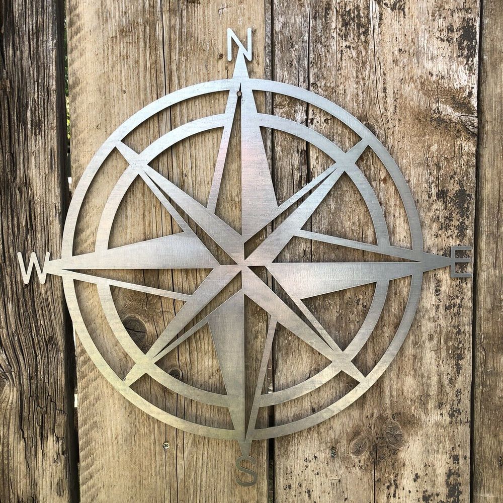 Premium Galvanized Steel Compass Sign - Home & Garden Wall Decor