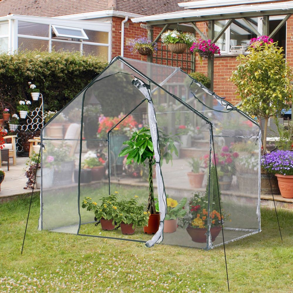 Outsunny Polytunnel Walk-in Greenhouse with Zip Door and Windows - Superior Quality Greenhouse for Optimal Plant Growth