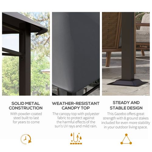 Outsunny 3x3(m) Outdoor Patio Gazebo Pavilion Canopy Tent Steel Frame Grey