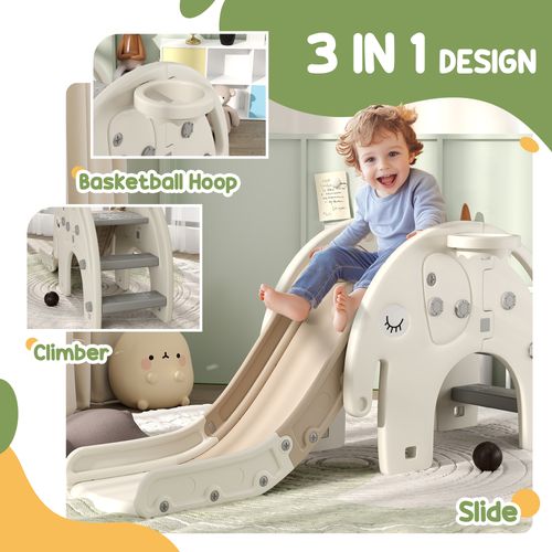 AIYAPLAY 3 in 1 Kids Slide for 1-3 Years, Elephant-Themed Indoor Slide