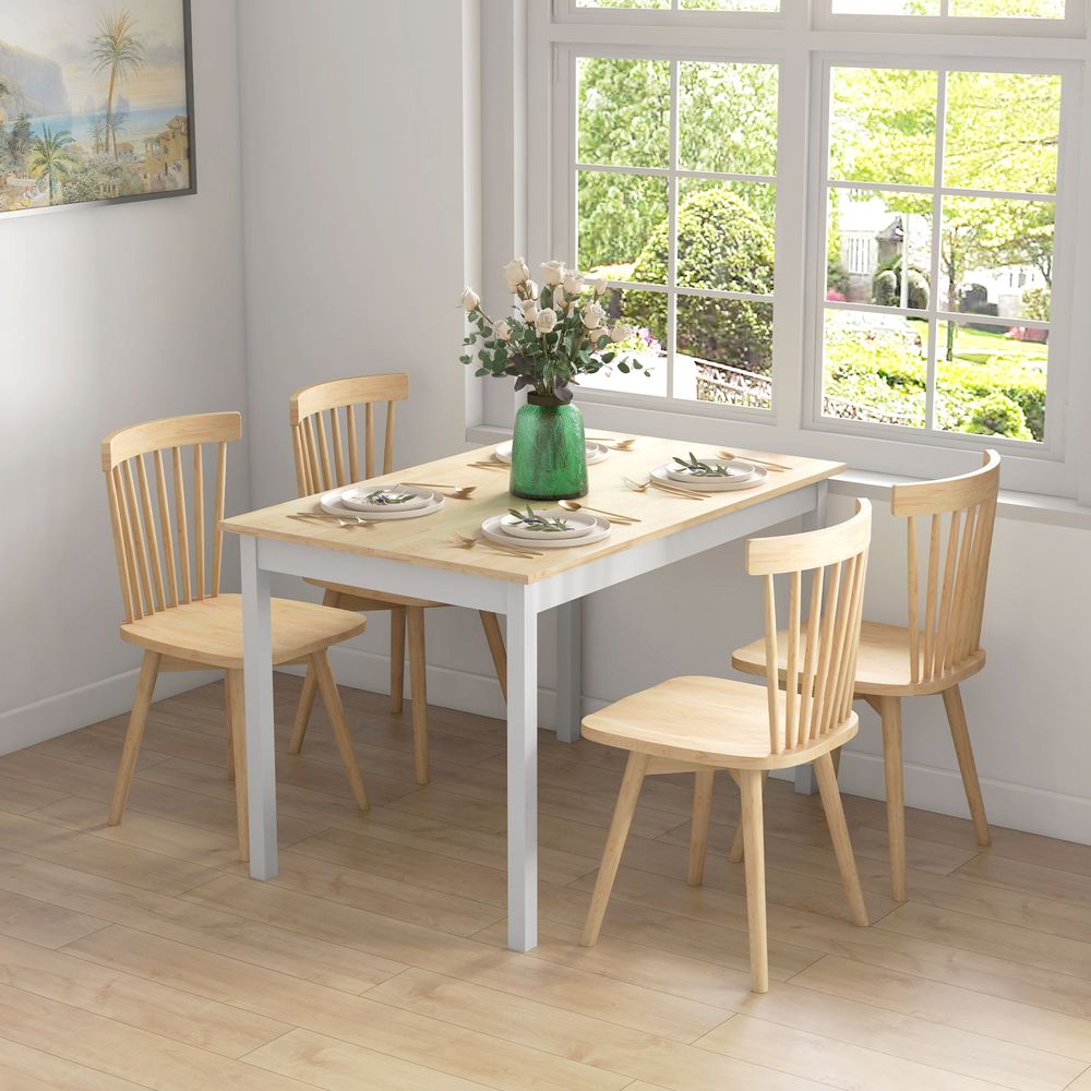 HOMCOM Farmhouse Dining Table: Wood Frame, Rustic Design for Kitchen & Dining Room