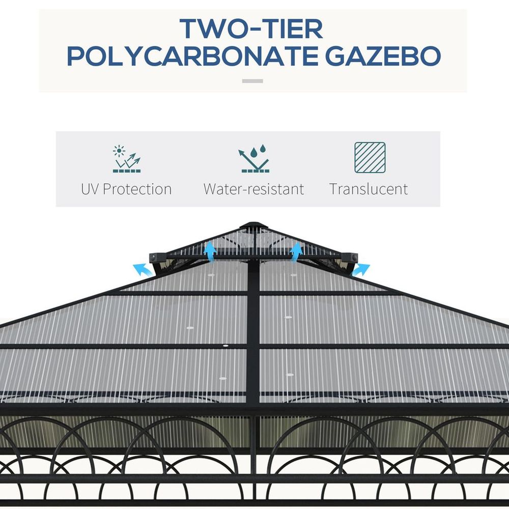 Premium 3x3m Polycarbonate Gazebo with Nettings & Curtains - Ideal for Parties & Outdoor Events