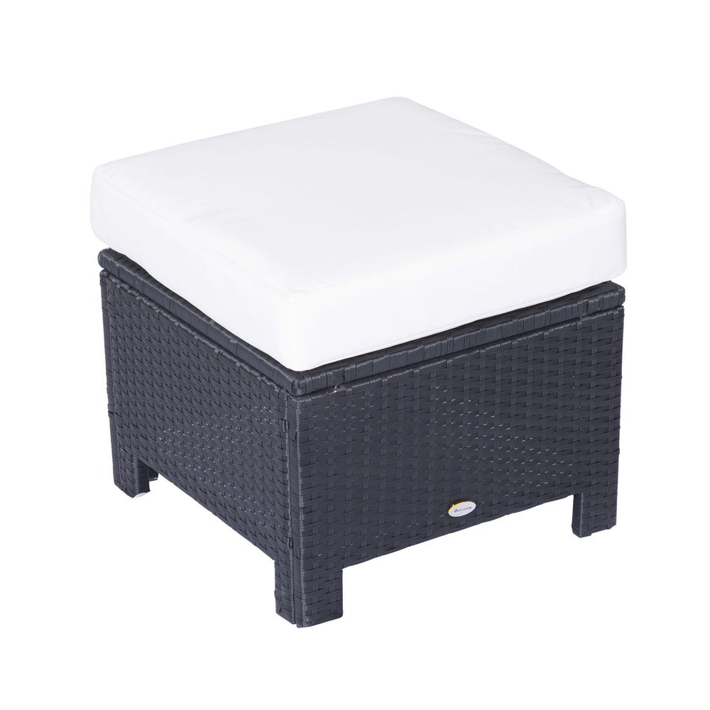 Premium Rattan Footstool Wicker Ottoman | Padded Seat Cushion | High Quality Furniture
