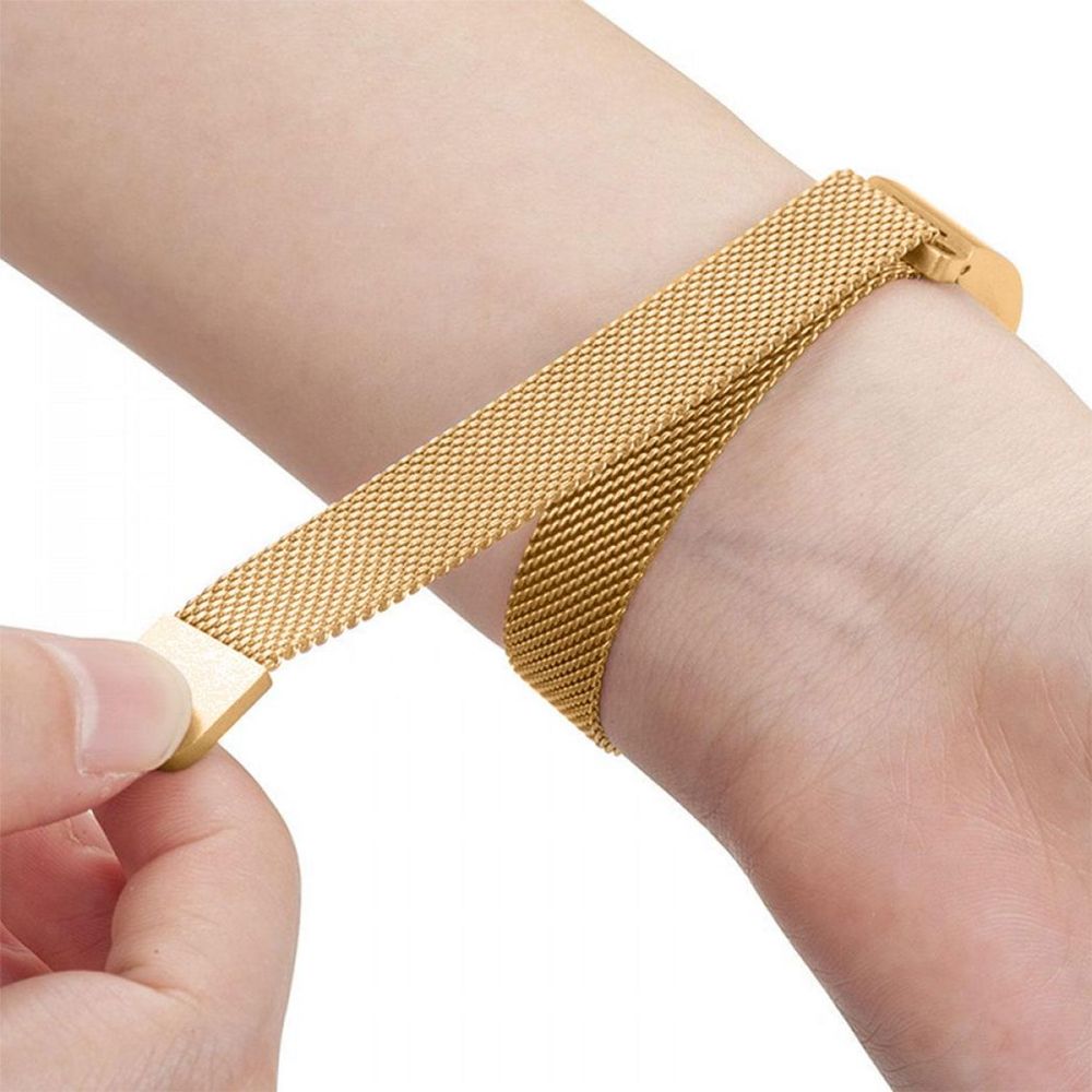 AQUARIUS Replacement milanese stainless steel wrist band For FItbit Alta Smart fitness trackers with Unique magnetic closure design (Gold)